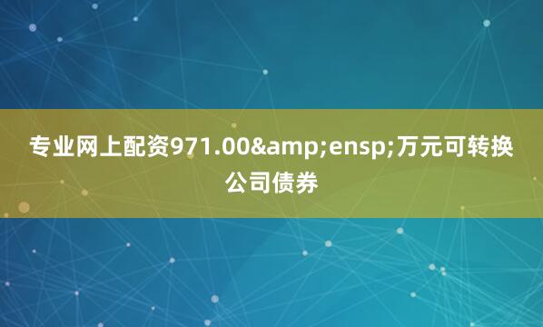专业网上配资971.00&ensp;万元可转换公司债券